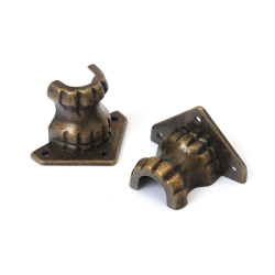 Vintage Metall-Dekofüße Set 36x24 mm – 2 mm Loch, Farbe Antikbronze – 4 Stück für kreative Bastelprojekte