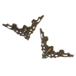 Vintage Metall-Zierecken für Scrapbooking 41x41x1 mm – Bronzefarben – 4 Stück