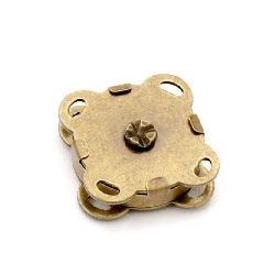 Clip magnetic 15x15x6.5 mm hole 2x1 mm color antique bronze -2 sets