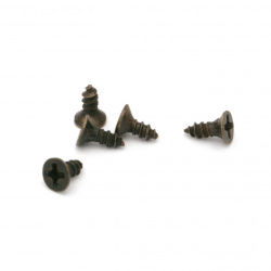 Metal screw 5x4x2 mm antique bronze color - 200 pieces