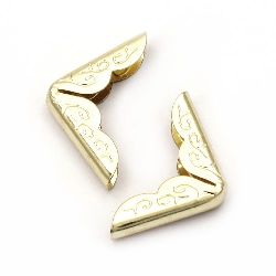 Metal angle (tread for scrapbooking) 21x21x5 mm color gold -8 pieces