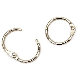 Hinged Rings, Lock, Silver 20x2mm , 4 pcs