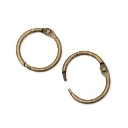 Hinged Rings, Lock, Vintage Bronze 25x2mm, 4 pcs