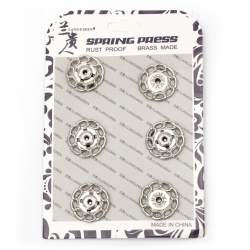 Button metal tick-tack circle 21x6.5 mm hole 4 mm color silver -1 piece