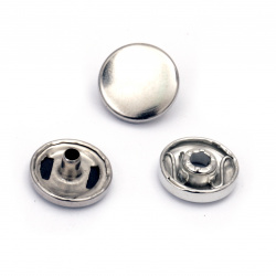 Button metal tick-tack 12x4.5 mm hole 5 mm color silver -6 sets