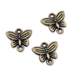 Connecting element metal butterfly 13x14x2 mm hole 1.5 mm color antique bronze -10 pieces