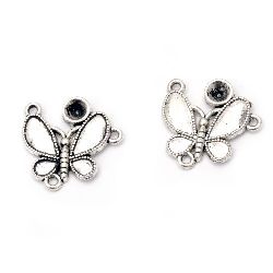 Fastener metal butterfly 22x22.5x2.5 mm hole 2 mm color old silver -5 pieces