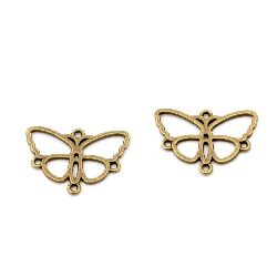 Fastener metal butterfly 17x24x1.5 mm hole 1.5 mm color antique bronze -10 pieces
