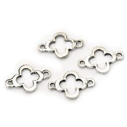 Connecting element metal flower 21x14x2 mm hole 2 mm color old silver -10 pieces