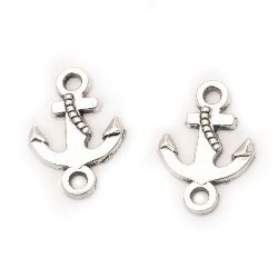 Connecting element metal anchor 23x15x1.5 mm hole 1.5 mm color silver -10 pieces