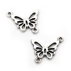 Connecting element metal butterfly 19x20x2 mm hole 1.5 mm color silver -10 pieces