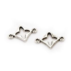 Connecting element metal 18x12x2 mm hole 1.5 mm color silver -10 pieces