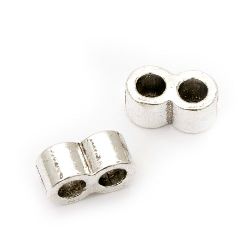 Metal beads separator 16x8x9 mm hole 5 mm silver color -5 pieces