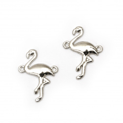 Connecting element metal flamingo 26x20x3 mm hole 1.5 mm color silver -5 pieces