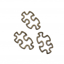 Element de legătură din metal simbol puzzle al autismului 30,5x18x2,5 mm bronz antic - 10 piese