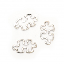 Свързващ елемент метал пъзел символ на аутизма 30.5x18x2.5 мм сребро - 10 броя
