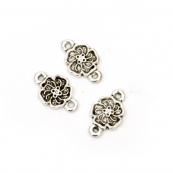 Connecting element metal flower 16x11.5x2.5 mm hole 1.5 mm antique silver -10 pieces