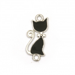 Γάτα μαύρη σύνδεσμος 22x9,5x1,5 mm τρύπα 2 mm χρώμα ασημί -5 τεμάχια