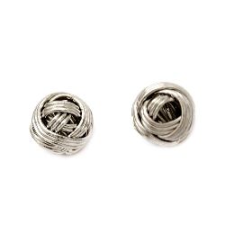 Metal ball braid 8 mm hole 1 ~ 2 mm color silver -5 pieces