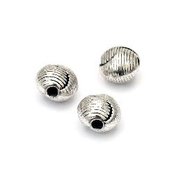 Metal Bead  ball 9x10x8 mm hole 2.5 mm color old silver -5 pieces