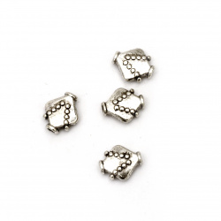 Metal Bead rhombus 10.5x9x6.5 mm hole 2 mm color old silver -10 pieces