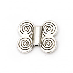 Metal Bead butterfly 20x17x3 mm hole 1.5 mm color old silver -5 pieces