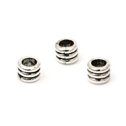 Metal bead cylinder 5x6 mm hole 4 mm color old silver -20 pieces