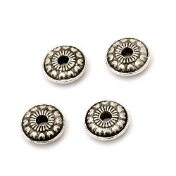Metal bead disc 3x8 mm hole 2 mm color old silver -20 pieces