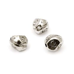 Metal bead 7x6.5 mm hole 1.5 mm color old silver -10 pieces