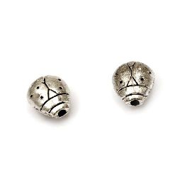 Metal bead ladybug 11x10x6 mm hole 1.5 mm color silver - 5 pieces