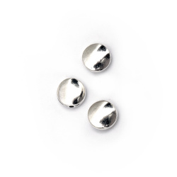 Metal bead coin 9x4 mm hole 1 mm color white -10 pieces