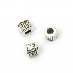 Metal bead cylinder 5x5 mm hole 3 mm color old silver -20 pieces