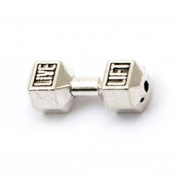 Metal bead dumbbell 7.5x18.5 mm hole 1.5 mm color silver -5 pieces