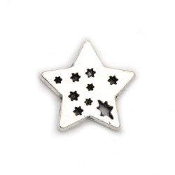Metal star figurine 17x17x2 mm silver color -10 pieces