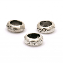 Metal bead washer 13x7 mm hole 8 mm color silver -10 pieces