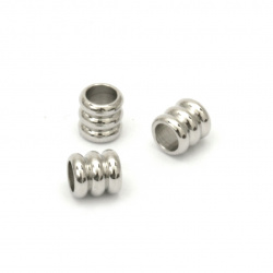 Metal bead cylinder 5x5 mm hole 3.5 mm color old silver -20 pieces