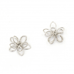Metal bead  flower 15x4 mm hole 1.5 mm color silver -5 pieces
