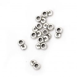 Metal cylinder bead with ring 7x4x2.5 mm hole 1 ~ 2 mm color old silver - 100 pieces