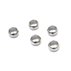 Steel Bead, Disc, 10x5 mm, Hole 7 mm, Color Silver - 5 Pieces