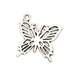 Metal pendant butterfly 19.5x19x2 mm hole 1.5 mm color old silver -10 pieces