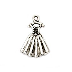 Metal pendant dress 21x14x2 mm hole 1.5 mm color old silver -10 pieces