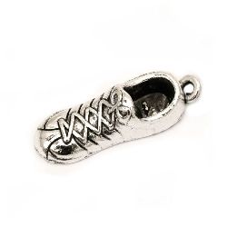 Metal pendant shoe 27x9x7 mm hole 1 mm color silver -4 pieces