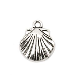 Metal pendant shell 17x14x2 mm hole 1.5 mm color old silver -10 pieces