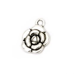 Metal pendant flower 16x12x4 mm hole 2 mm color old silver -5 pieces