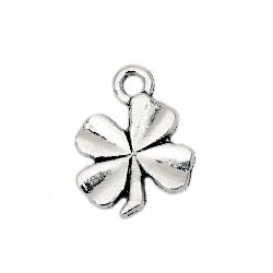 Metal pendant clover 20x16x2 mm hole 2.5 mm color old silver -5 pieces