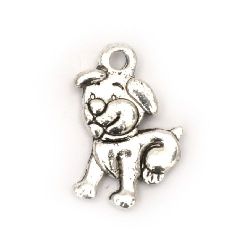 Pandantiv câine metalic 16,5x11x2 mm orificiu 2 mm culoare argintiu -10 bucăți