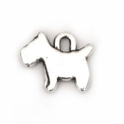 Metal pendant dog 12.5x15x2 mm hole 2 mm color silver -10 pieces