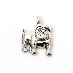 Metal Pendant / Dog, Finding for Necklace and Bracelet Jewelry Making, 17x13x3 mm, Hole: 2 mm,  Silver Color, 10 pieces