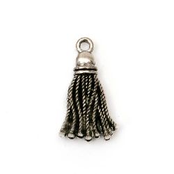 Metal pendant fringe 20.5x12x4 mm hole 2 mm color old silver -10 pieces