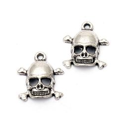 Metal pendant skull 19x17x4 mm hole 2 mm color silver -10 pieces